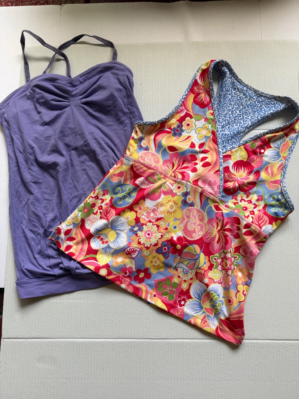 Lot of 2*workout athletic tops*colorful*lululemon and Athleta*Womens size Medium